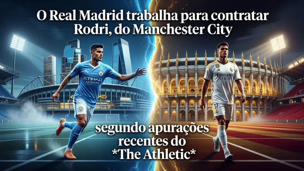 O Real Madrid trabalha para contratar Rodri, do Manchester City, segundo apurações recentes do *The Athletic*.